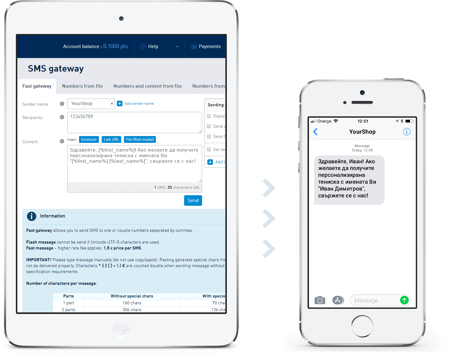 SMSAPI SMS Gateway on mobile devices